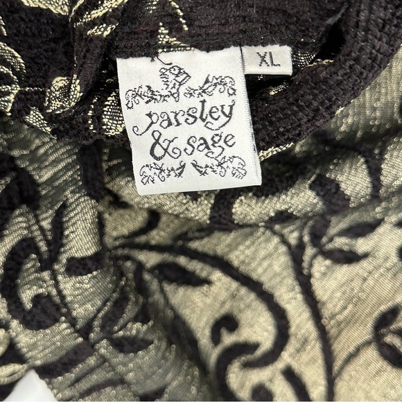 Parsley And Sage Women’s Reversible Jacket Size XL Black Gold Tapestry Jacquard - Picture 3 of 13
